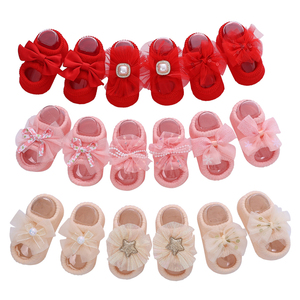 3 paires/paquet de chaussettes de princesse en coton avec nœud papillon pour bébé de 0 à 12 mois. - Product Image 2
