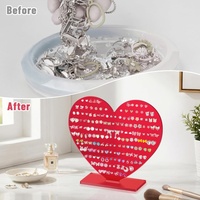 Organisateur de bijoux romantique pour tous les âges, pour coiffeuse ou présentoir décoratif de boutique, avec support à boucles d'oreilles en acrylique en forme de cœur