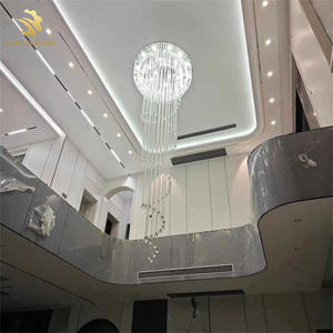 ホテルロビー ゴールデンクリスタルヴィラ 特大カスタムロングシャンデリア ユニークデザイン 高級シャンデリア - Product Image 2