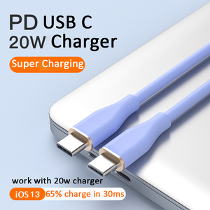 Cable <span class=keywords><strong>de</strong></span> datos <span class=keywords><strong>de</strong></span> silicona suave para móvil, Cable <span class=keywords><strong>de</strong></span> carga rápida USB C <span class=keywords><strong>de</strong></span> 60W, 27W y 20W para iPhone 12, 13, Max Pro, <span class=keywords><strong>Samsung</strong></span> S20, S21, S22, <span class=keywords><strong>2022</strong></span> - Product Image 4