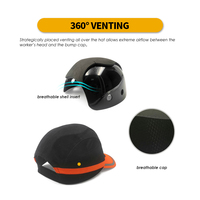 Casco de Seguridad Estilo Béisbol, Color Negro y Naranja, con Protección Contra Impactos y Logotipo