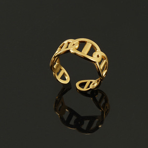 Geometric Open <b>Titanium</b> Steel <b>Ring</b> 18k Gold Plated Stainless Steel Jewelry Gift Fashion <b>Rings</b> - Product Image 3