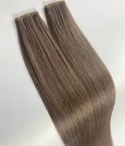 light brown color #16 double drawn Russian straight human hair Skin wefts thin seamless extensions