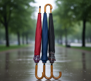 Ombrello Classico Manuale con Manico in Legno, 8 Stecche, Tessuto in Nylon, Protezione da Sole e Pioggia, per Viaggi, Misura Adulto - Product Image 2