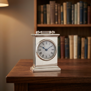 Modern Metal Desk <b>Clock</b> with Roman Numerals and Dual Thermometers desk <b>clock</b> with thermometer silver thermometer <b>vintage</b> <b>clock</b> - Product Image 3