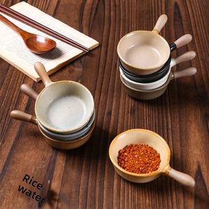 Japanese Rough Pottery Sauce Dish with Handle, <b>Ceramic</b> Dipping Dish for Soy Sauce Vinegar Chili Wasabi for Sushi Restaurant - Product Image 3
