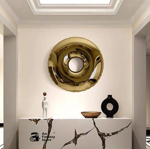 Tùy Chỉnh Trong Nhà Gương Tùy Chỉnh Sang Trọng Hiện Đại Trang Trí Nội Thất Phòng Khách Donut 304 316 Thép Không Gỉ Kim Loại Tường Trang Trí Nội Thất - Product Image 5