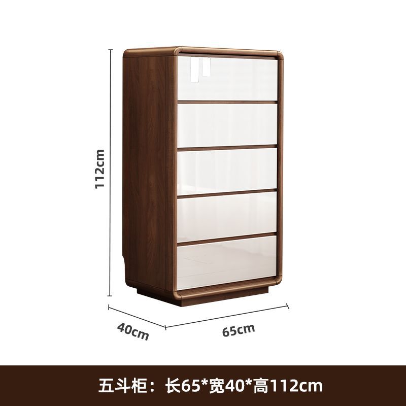 Walnut-clad white five-drawer chest (65*40*112)