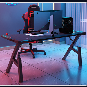Mesa de juegos en forma de Z, luces ajustables de Metal de madera modernas, juego de <span class=keywords><strong>Pc</strong></span> Led Rgb, mesa de ordenador de oficina en casa, escritorio de juegos para juegos - Product Image 4