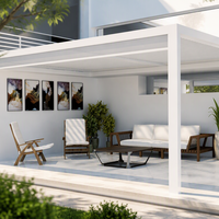Pergola électrique en aluminium MEIXIN ORLANDO pour hôtel-villa moderne, avec toit en verre trempé plat, idéale pour les projets paysagers au bord de la piscine