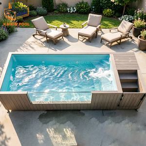 สระว่ายน้ำสำหรับผู้ใหญ่40ft หน้าต่างกระจกปั๊มความร้อนสูงถึงพื้นสระว่ายน้ำขนาดเล็กดีไซน์ใหม่20FT - Product Image 2