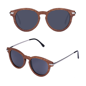 Lunettes de soleil en bois avec logo personnalisé, monture en bambou, style mode, verres miroir noirs, monture métallique, style à ressort, protection UV, verres colorés, légères, adaptées à tous les âges - Product Image 2