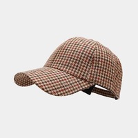 Casquette de baseball unisexe style coréen décontracté, protection UV, motif pied-de-poule, nouvelle collection automne, vente en gros, pour hommes et femmes