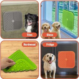 Tapis de léchage pour animaux de compagnie en silicone de qualité alimentaire avec spatule, forte aspiration, antidérapant, apaisant, pour l'alimentation lente, pour chiens, chats, utilisation en camping - Product Image 2