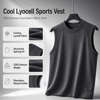 Camiseta sin mangas para hombre, 220G, mezcla de lyocell refrescante, para gimnasio, fitness, correr, entrenamiento, deportes de verano, chaleco deportivo para actividades al aire libre.