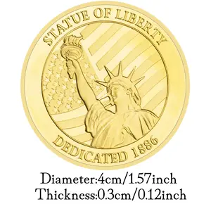 US Statue Of Liberty Souvenir New York City The Brooklyn Bridge Pattern Gold Silver Plated Commemorative Coin Collectibles Coin