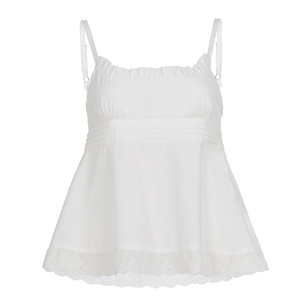 Camisola Y2K con Pliegues y Encaje, Estilo Dulce y Minimalista, Color Sólido, Combinable con Todo, Sin Mangas, para Mujer, Venta al Por Mayor - Product Image 6
