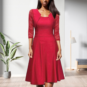 Vestidos de Noche Elegantes con Cuello Cuadrado y Encaje Plisado, Última Moda Otoñal para Mujer - Product Image 6