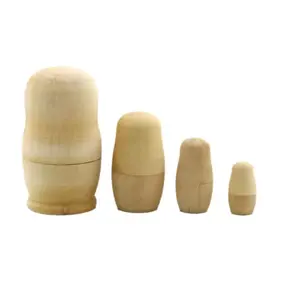 Poupée gigogne russe, jouet en bois à cinq couches, artisanat d'embryon blanc bricolage artisanat jouets en bois pour la vente en gros