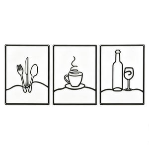 Lot de 3 Panneaux Muraux Métalliques Minimalistes pour <span class=keywords><strong>Cuisine</strong></span>, Décoration <span class=keywords><strong>Murale</strong></span> Rustique Noire pour <span class=keywords><strong>Cuisine</strong></span>, Salle à Manger, Salon, Décoration Intérieure - Product Image 1