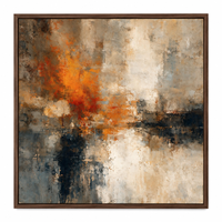 Peinture à l'huile abstraite orange vintage peinte à la main, texture beige et noire, art mural sur toile pour la décoration de hôtels de luxe, bureaux et salons