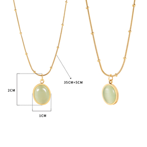 HOVANCI <span class=keywords><strong>Collana</strong></span> con <span class=keywords><strong>Ciondolo</strong></span> in Acciaio Inossidabile Placcato Oro 18K per Donne, con Zaffiro Blu, <span class=keywords><strong>Acquamarina</strong></span> e Giada Naturale - Product Image 2