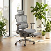 Chaise de bureau ergonomique moderne en maille avec appui-tête réglable, extensible, rafraîchissante, pliable, massante et pivotante pour la maison et l'hôtel