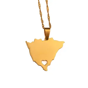 Olivia Personalized Stainless Steel Jewelry Motherland Map Geometricカットアウトハート24 18k Gold Nicaragua Map Necklace For Men Women