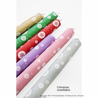 Papier d'emballage pour fleurs coréen imperméable, imprimé flocons de neige de Noël, papier d'emballage pour bouquets, fournitures pour fleuristes, vente en gros