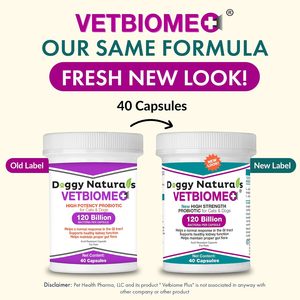 Doggy Naturals Vetbiome Plus, 120 Mil Millones de UFC, Cápsulas Probióticas para Perros y Gatos, 40 Unidades, Apoyo para la Salud Digestiva - Product Image 2