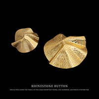 Boutons Métalliques Plissés Irréguliers Haut de Gamme, Plaqué Or Minimaliste, Boutons Irréguliers Tendance, Grands Boutons