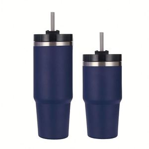 30oz Vehicle <b>Cup</b> Holder Fit Stainless Steel Vacuum Insulated Tumbler Car <b>Coffee</b> <b>Cup</b> <b>Straw</b> Handle Anti Slip Bottom - Product Image 1