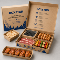 Boîte à bento réutilisable écologique pour barbecue à portion individuelle avec doublure en éponge |   Conteneur à fermeture magnétique pour barbecue au charbon de bois