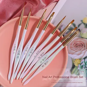 Pinceau de manucure holographique à manche, stylo liner à poils plats, embout ondulé, pour la peinture de couleur des ongles et la décoration d'ongles en gel - Product Image 1