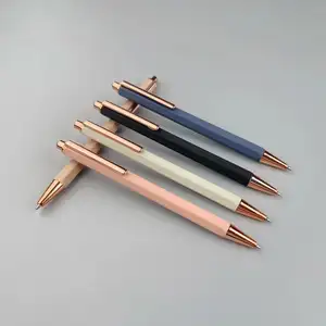 Metalen Clip Uv Pusher En Tip Kleurrijke Promotionele Rose Gold Slim Metalen Roller Balpen