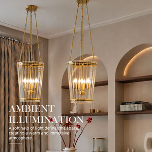 Suspension luminaire en verre style Farmhouse à 4 lumières pour îlot de cuisine, hall et éclairage intérieur résidentiel - Product Image 4