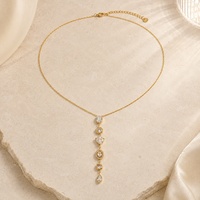 Collar Elegante y Delicado SUMMLY con Colgante de Borla Larga y Circonita, Chapado en Oro de 18K, Cadena en Forma de Y de Acero Inoxidable, Joyería de Moda