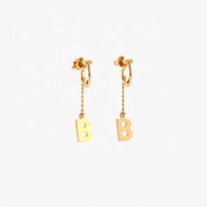 Pendientes de Moda con Baño de Oro, Acero Inoxidable 316L, con Letra B, Pendientes Colgantes - Product Image 2