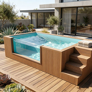 Vente d'usine : Piscines en fibre de verre résistantes à la corrosion pour la famille et les enfants, piscines extérieures en conteneurs de fibre de verre. - Product Image 4