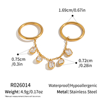Bagues géométriques minimalistes à double anneau pour femme, étanches, en acier inoxydable plaqué or 18 carats, avec chaînes à pampilles et zircons