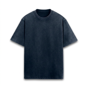 Camiseta de algodón de manga corta para hombre con logo personalizado, corte holgado oversize, lavado vintage, bordado, ecológica, bajo MOQ - Product Image 1