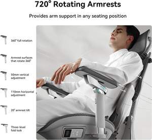 Fauteuil de Bureau Ergonomique Intelligent <span class=keywords><strong>Hbada</strong></span> X7 Gris, avec Suivi Lombaire Entièrement Automatisé, Appui-tête 4D, Accoudoirs Réglables à 720°, Pivotant - Product Image 3