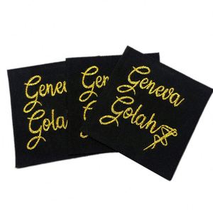 Etiquetas de Ropa de Lujo Personalizadas en Dorado Brillante, Etiquetas para Camisas, Etiquetas para Pelucas y Etiquetas Tejidas para Jeans - Product Image 1