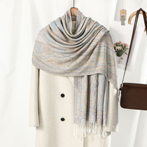 Nuevo diseño Vintage bordado bufanda Paisley estolas cálido decorar otoño algodón con borla bufanda anacardo Pashmina bufanda chal - Product Image 4