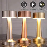 Lampe de table en métal en forme de champignon, style européen, LED blanc chaud, veilleuse rechargeable USB, capteur tactile, lumière à intensité variable, CRI élevé 80