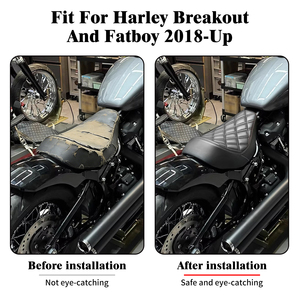 เบาะนั่งคู่หน้าคนขับมอเตอร์ไซค์เบาะลายตารางสีดำโปรไฟล์ต่ำสำหรับ <span class=keywords><strong>Harley</strong></span> softail Breakout fatboy flstf fxbrs 2018 <span class=keywords><strong>2019</strong></span>ขึ้น - Product Image 3