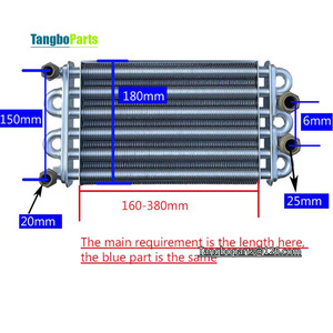 Accesorios para calderas de Gas LPG NG, intercambiador de calor de cobre de doble tubo de 160mm para reemplazo de <span class=keywords><strong>caldera</strong></span> de Gas Ferroli Bosch <span class=keywords><strong>Vaillant</strong></span> Vanward - Product Image 3