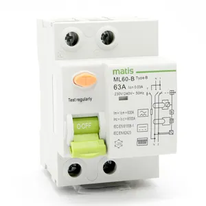 Tập Trung Vào Chất Lượng Matismart 2 Cực Một Pha 30ma 100ma 300ma 25a 40a 63a Rccb Loại B Circuit Breaker