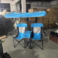 HE-1319 Factory Direct Chaise de plage de loisirs en plein air Portable pliable Ice Pack Double Lover Chair avec hangar pour le camping