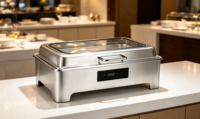 Chauffe-plat numérique convivial en acier inoxydable, capacité 6/9L, contrôle de température 85-100°C pour hôtels et complexes de luxe
